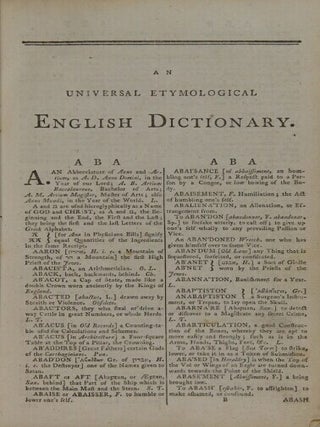 An universal etymological English dictionary ... The five-and-twentieth edition, carefully enlarged and corrected, by Edward Harwood