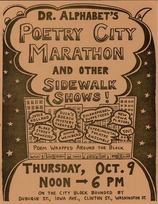 Item #64754 Dr. Alphabet's Poetry City Marathon and other sidewalk shows! [cover title]. Poetry...