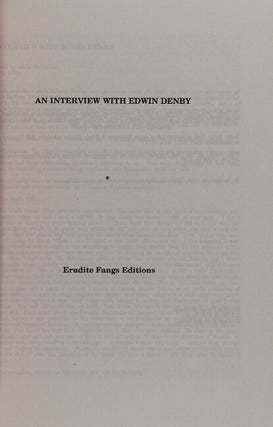 An interview with Edwin Denby, conducted by Anne Waldman
