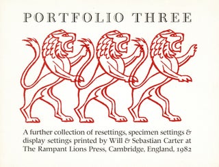 Item #65170 Portfolio three: a further collection of resettings, specimen settings & display...