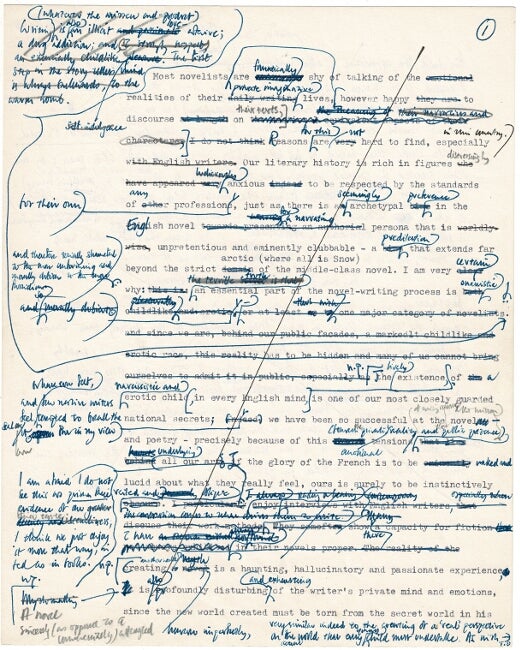 Item #65350 Fifteen-page early draft of his essay, "Hardy and the Hag" John Fowles.