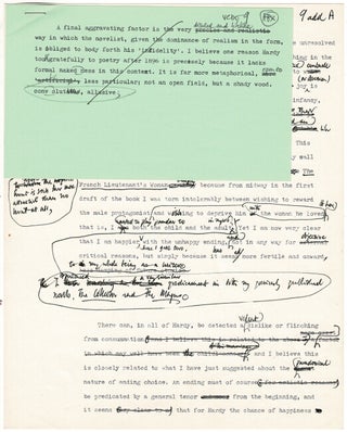 Fifteen-page early draft of his essay, "Hardy and the Hag"