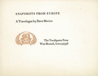 Item #65714 Snapshots from Europe. A travelogue. Dave Morice