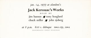 Item #65837 Jan. 14, 1977 at Alandoni's ... Jack Kerouac's works read by Jim Hanson, Tony...