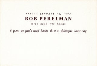 Item #65844 Friday January 13, 1978...will read his poems. Bob Perelman