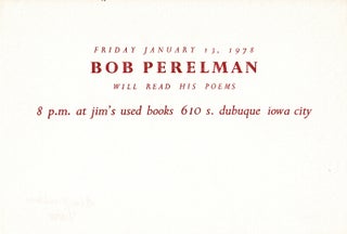 Item #65845 Friday January 13, 1978...will read his poems. Bob Perelman