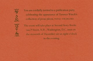 Item #65856 You are cordially invited...prose pieces, Total Strangers. Terence Winch