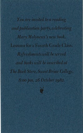Item #65857 You are invited to a reading and publication party ... Lessons for a Fourth Grade...