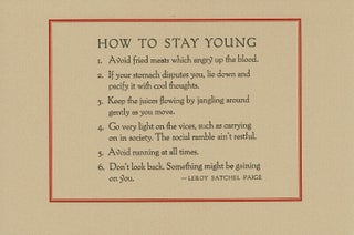 Item #65890 How to stay young. Leroy Satchel Paige