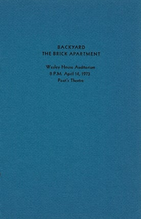 Item #65948 [Program for:] Backyard / The Brick Apartment. Allan Kornblum, Darrell Gray, Jim Mulac