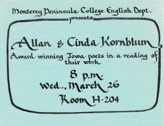 Item #65950 Monterey Peninsula College English Dept. presents Allan & Cinda Kornblum award...