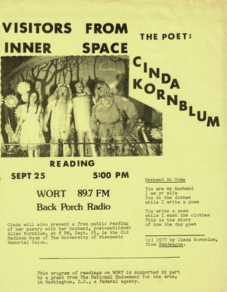 Item #65961 Visitors from inner space. The poet: Cinda Kormblum reading. Cinda Kornblum