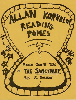 Item #65967 Allan Kornblum reading pomes. Monday Oct. 15 ... at The Sanctuary. Allan Kornblum