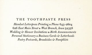 Item #66000 Toothpaste Press / handset letterpress printing