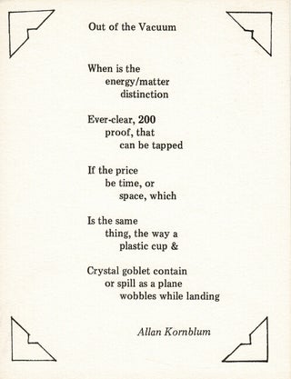Item #66003 Poetry postcard. Allan Kornblum