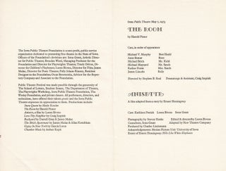 Item #66005 Iowa Public Theatre Foundation. [Program for:] The Room, by Harold Pinter / Anisette,...