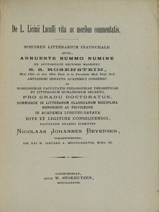 De L. Licinii Luculli vita ac morbus commentatio