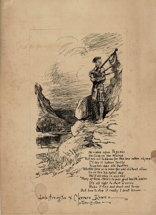 Item #66239 Ink poem and illustration on card. Clarence Rowe, Mary Louise Arrington