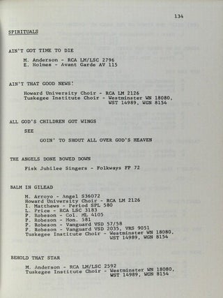 Afro-American singers. An index and preliminary discography of opera, choral music and song