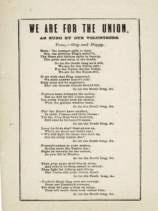 Item #66367 We are for the Union. As sung by our volunteers. T. A. Becket