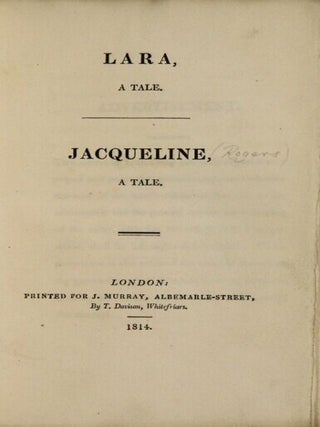 Lara, a tale. Jacqueline, a tale