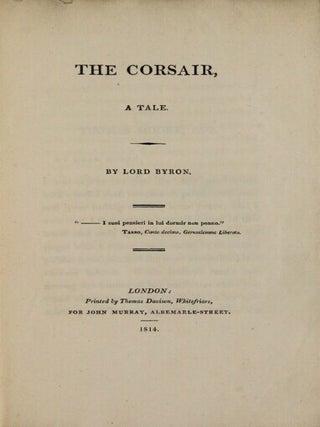 Item #66552 The corsair, a tale. George Gordon Byron, Lord