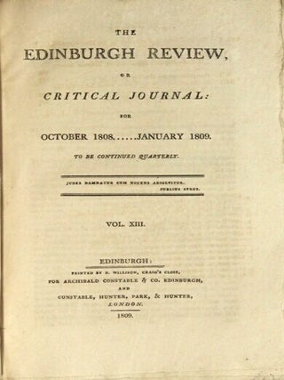 The Edinburgh review, or critical journal. Nos. XXVI - XXIX