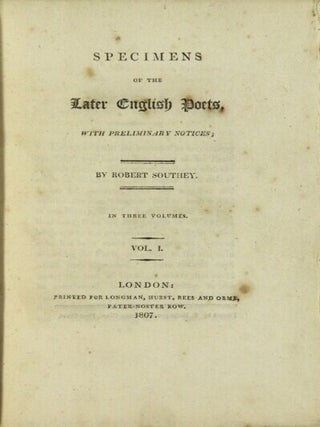 Specimens of the later English poets, with preliminary notices ... In three volumes