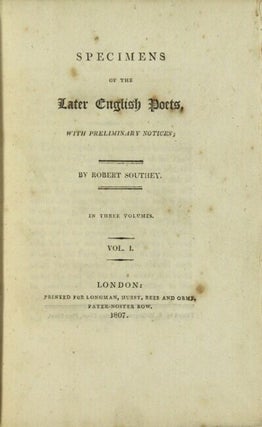 Specimens of the later English poets, with preliminary notices ... In three volumes