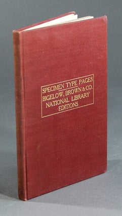 Item #6803 Specimen type pages. National Library Editions [cover title]. BROWN BIGELOW, CO