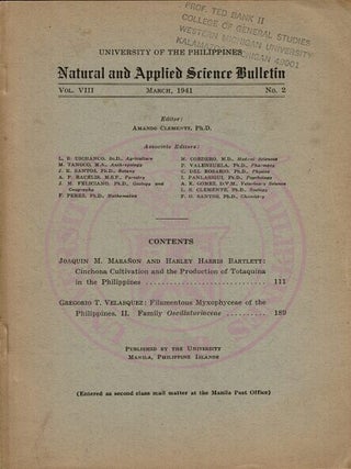 Item #69303 University of the Philippines Natural and applied science bulletin vol. VIII no. 2[=....