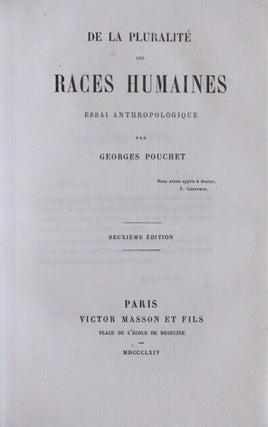 De la pluralité des races humaines: essai anthropologique ... Deuxième édition