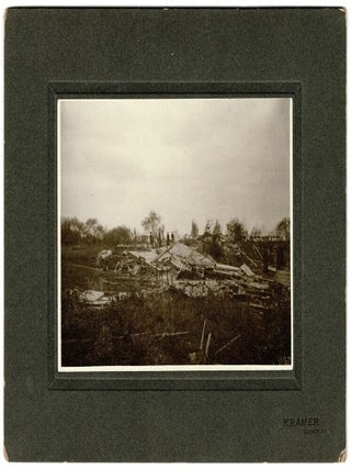 Nine 1902 Cabinet Cards of Tornado Damage in Greenmount Cemetery, Quincy Illinois.