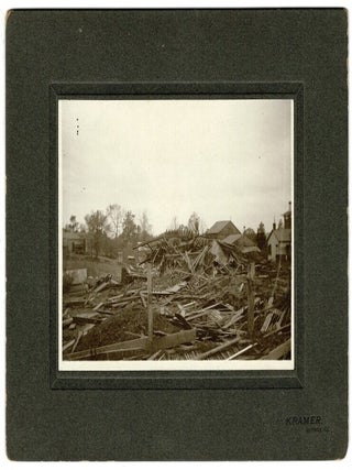 Nine 1902 Cabinet Cards of Tornado Damage in Greenmount Cemetery, Quincy Illinois.