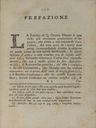 La poetica di Q. Orazio Flacco, restituita all' ordine suo e tradotta in terzine, con prefazione critica, e note