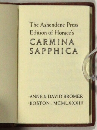 The Ashendene Press edition of Horace's Carmina Sapphica