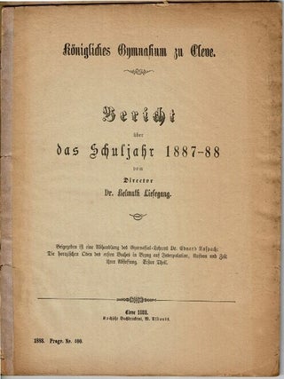 Item #70957 Die horazischen Oden des ersten Buches in Bezug auf Interpolation, Aufbau und Zeit...