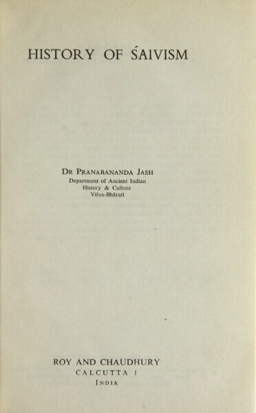 History of Saivism | Pranabananda Jash