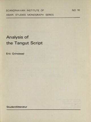 Analysis of Tangut script