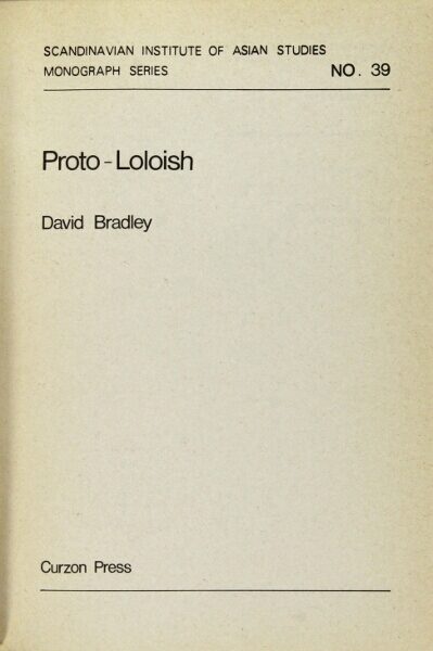 Proto-Loloish | David Bradley