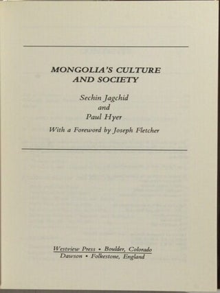 Mongolia's culture and society ... With a foreword by Joseph Fletcher