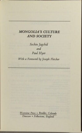 Mongolia's culture and society ... With a foreword by Joseph Fletcher