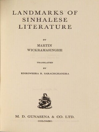 Landmarks of Sinhalese literature ... Translated by Ediriweera R. Sarachchandra