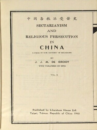Sectarianism and religious persecution in China. A page in the history of religions
