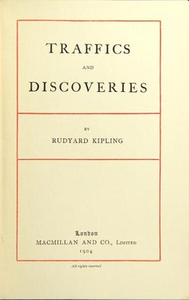 Item #9044 Traffic and discoveries. [With] First American edition. Rudyard Kipling