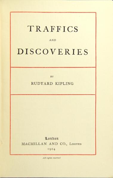 Item #9044 Traffic and discoveries. [With] First American edition. Rudyard Kipling.